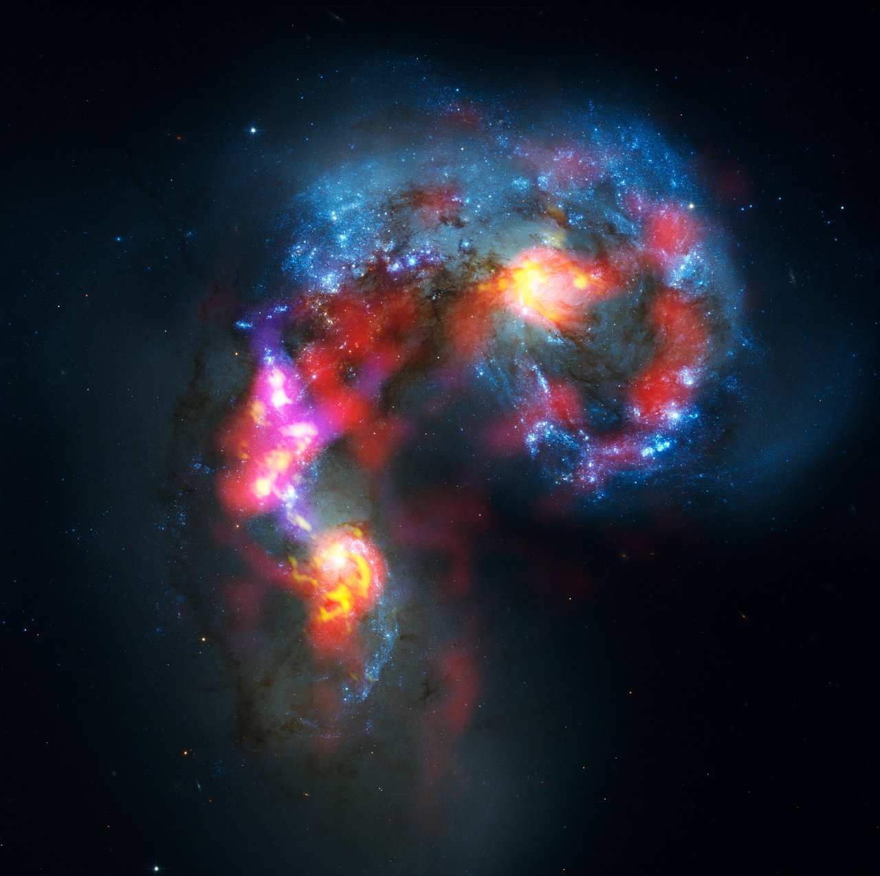 Galaxies Antennas in a composite image of Hubble and ALMA